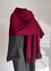 Lenços Design Borgonha Red Cashmere Oversized Shawl Scarf Poncho para Mulheres Acessórios de Moda