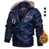 Brand Bomber Jacket Men Thick Fleece Pilot Jackets Winter Hooded Parkas Army Military Motorcycle Coats Cargo Outerwear EUR Size 240108