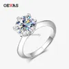 클러스터 반지 Oevas Real 3 Carats D 컬러 Moissanite 웨딩 반지를위한 100% 925 Sterling Silver Sparkling Engagement Party Fine Jewelry YQ240109