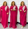 African Dresses for Women Spring Long Sleeve Oneck Blue White Gray Pink Robes Muslim Abaya Clothes 240109