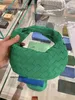 Handtasche aus echtem Leder, Botteg Venet Top Jodies, Tasche in Dinner-Qualität, gestrickt, stilvolles Schaffell-Handwerk, Mini-Methode, Grün M351
