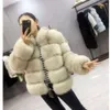 Women's Fox Fur Faux Winter Coat Plus Size Womens Stand Collar Long Sleeve Jacket Outerwear Elegant Rabbit and Raccoon Knitted Mink Ladies