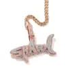Özel mektup kolye kolye buzlu vvs moissanite köpekbalığı kolye sterling gümüş 925 kişiselleştirilmiş isim kolye