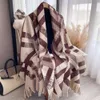 Winter New Checkered Printed Tassel Fashion Cashmere Fashionable Sweet Shawl Medium Length Thick Warm Scarf