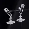 Épingles douairière impératrice douairière Saturne femme Vivienne haute qualité Simple Unique Zircon boucles d'oreilles élégantes et personnalisées