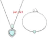 Özel Toptan 925 STERLING Silver Love Heart Mücevher Setleri Yaratılan Ateş Opal Charm Bilezik Kolye Takı Set Düğün Hediyesi