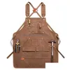 Schürzen Langlebige Güter Schürze Canvas Cross Back Einstellbar mit Taschen für Frauen und Männer Küche Kochen Backen Lätzchen 210622 Drop Delive Dh5x4