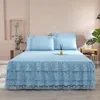 Bed Linen Cotton Sheet and Pillowcase Home Cover Lace Solid Color Bedspread for Couple Double King Queen Size Mattress 240109