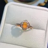 Cluster Rings FS S925 Sterling Silver 4 6 Natural Fire Opal Flower Ring Certificate Fine Fashion Charm Wedding Present SMYELLT FÖR KVINNOR