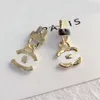 Ear Stud Marka Crystal litera Studs Designer Hoop Kolczyki złoto plisowane stali nierdzewne Stud