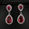 Dangle Earrings Teardrop For Wedding Cubic Zirconia Drop Pierced Clip Women Bridal Jewelry