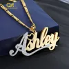 Qitian Custom Double 18K Gold Plated Name Necklace For Women Personlig rostfritt stålnamn Pendantkedjan smycken Hennes gåvor 240109