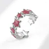 Bagues de cluster PANJBJ 925 Sterling Silver Drip Glaze Star Bague pour femmes fille cadeau géométrie conception irrégulière bijoux polyvalents goutte