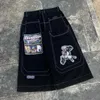 Damen Jeans JNCO Vintage Große Tasche Bedruckt Gerade Hohe Taille Y2K Gothic Baggy Hip Hop Streetwear Skateboard Hose