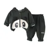 Automne hiver enfants garçon 2 pièces ensemble de vêtements dessin animé Panda vêtements d'extérieur sweats à capuche lettre impression pantalon bébé garçon tenue enfants garçon costumes 240108