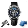 Wristwatches PINDU Men Luxury Starwheel Watch Three Needles And One Line Design 42MM Fashion Automatic Mechanical Wristwatch Luminous 2024