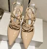 Nouveau printemps été sandales à talons hauts pointus chaussures en cuir verni en peau de mouton à l'intérieur des femmes Bling Party pompes de mariage multi-fonction Designer robe chaussure