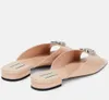 Spring 2024 Crystal-set Double-G Sandals Shoes Women Sparkling Hardware Slippers Patent Leather Nude Black Green Slide Flats Flip Flops Lady Walking Big Size42