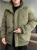 Kurtki myśliwskie męska kurtka zimowa ciepła parka mody stojak na kołnierz stały bawełniany wyściełany płaszcz wiatrówki swobodny termiczny parkas