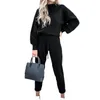 Kvinnors tvåbitar byxor Kvinnor Tracksuit Set Winter Warm Pullovers Sweatshirts Female Jogging Clothing Sports Suit Outfit