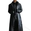 Wepbel hommes Faux cuir Trench mode à manches longues automne coupe-vent manteau mince en cuir longue veste en cuir hommes veste vêtements d'extérieur 240108