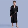 Zwarte Lange Mouw Chinese Mannen Rayon Gewaden Gown Mannelijke Kimono Badjas Nachtkleding Nachtkleding Pyjama SML XL XXL 240109