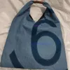 bolsa de grife mm6 mulheres japonesas de grande capacidade moda moda azul jeans impressão bolsa compra bolsa