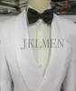 Custom Pour Hommes Made Groomsmen White Mönster Groom Tuxedos Shawl Lapel Suits 2st Wedding Jacket Pants Costume Homme 240108