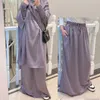エスニック服2024ジルバブベルベットサテンアバヤウィズキマーセット2ピースイスラム教徒の祈りの服控えめなヒジャーブドレス