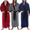 Homens roupão homem inverno quente casual flanela robe sleepwear manga longa xale de pelúcia masculino banho robe lounge camisola casa roupas 240109