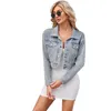 2024 Designer Denim Jacket Women Spring Fall Long Sleeve Denim Coat Fashion Blue Single Breasted Shirt Tops Casual Outwear Bulk Wholesale Clothing 10508