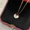 Autobanden Liefdesketting ontwerper voor dames Hoge kwaliteit gouden amulet met witte pauwsteen dik verguld 18k rose lock bone met originele doos