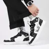 Moda impressão tênis de couro para homens na moda plataforma rendas-up tênis de alta qualidade ao ar livre antiderrapante sapatos de skate homem