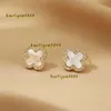 Stud Leaf Studs örhängen Kvinnor Girls Fashion Luxury Rhinestone Flower 925 Silver Needle Jewelry Black Green White Red Four Leaves Charm Earring Accessories 2024