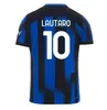 23 24 Camisas de futebol LAUTARO ThuramInters Milans fãs versão do jogador CORREA DZEKO BARELLA SKRINIAR BROZOVIC Home away camisa de futebol masculino kit infantil.