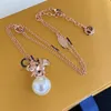 With BOX Jewelry Pendant Necklaces White Pearl Gold Silver Rose Luxury Brand Designers Necklace Geometric Famous Women Jewelry