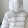 100% inverno donna vera pelliccia di volpe cappotto spesso caldo di alta qualità maniche lunghe pelliccia naturale moda giacca corta con cappuccio 240110
