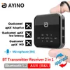 Conectores Ayino Min Bluetooth 5.2 Transmissor Receptor 2 em 1 Aptx Adaptive Dual Mode 3.5mm Aux Adaptador de áudio sem fio para TV de carro / alto-falantes