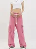 Damenhose Vintage Pink Cargo Damen Y2K Hose Weiblich Streerwear Hip Hop Taschen Harajuku Casual Retro Band Streetwear Hose