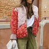 Damen Trenchcoats Frauen Vintage Floral Bedruckte Dicke Warme Baumwollmantel Mode Gespleißte Langarmjacke 2024 Herbst Winter Dame Casual