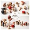 1Set Wood Mushroom Blocks for Children Montessori Educational Wooden Toys Safety Kitchen Utensils Baby Grasp Matching Toy 240110