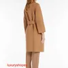 Maxmaras Womens Cashmere Coat Camel First Cut Fleece Lace Up Medium RJQE