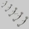 ASTM 36 Internt gängad dubbel Bezel Gem End 16g Curved Eyebrow Barbell Piercing Jewelry 240109