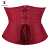 Corsetto sottoseno rosso a busto corto Corsetto Steampunk Top a forma di clessidra Shaper per la vita dimagrante 240109