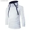 Men's Hoodies Sweatshirts Men's Hoodies Long Sleeve Sweatshirts for Men Zipper Hooded Pullover High Neck Mens Sweatshirt Top Jacket Coat Black Sweater T240110