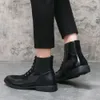 Moda rendas-up alto superior homem elegante dedo do pé apontado tornozelo de couro para homens na moda social masculino botas marrons