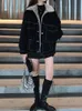 Kore moda kış kadınları ceket sıcak 2023 yaka kot kalın ceket gündelik iş kıyafetleri pamuk yastıklı ceketler için 240109