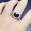 Cluster Rings Men Ring Natural Real Black Sapphire 925 Sterling Silver 8 10mm 3.2ct Gemstone For Women Fine Jewelry X23895