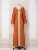 Vêtements ethniques EID Arabe Robe de soirée musulmane pour femmes Abaya Jalabiya Lace-up V Cou Robes longues Maroc Kaftan Robes Dubaï Ramadan Robe