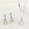 Pendentif Colliers Sterling Silver 925 Design original Mermaid Tears Boucles d'oreilles Collier Set S925 Fish Tail Moonstone Eardrop Dangler Chaîne